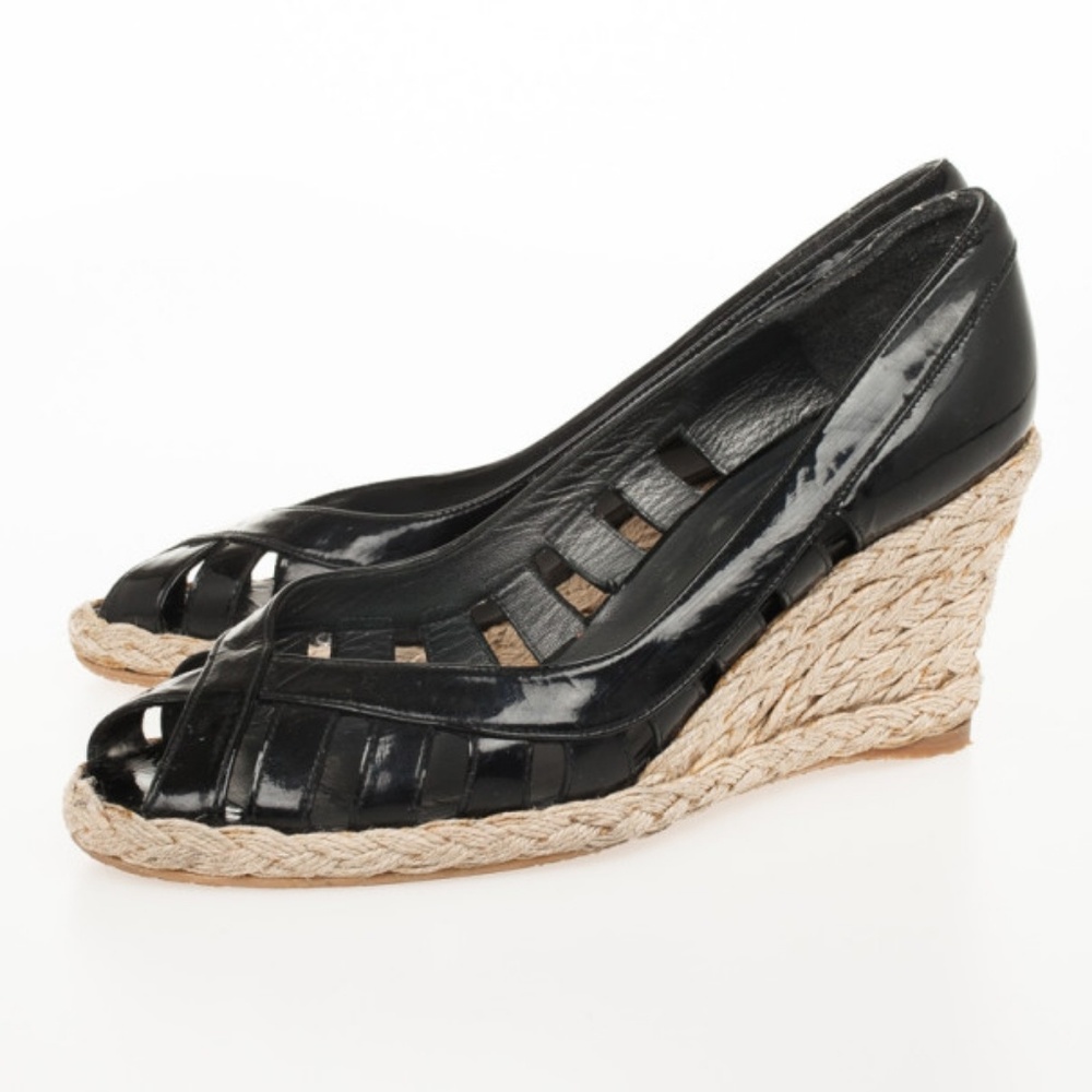 Stuart Weitzman Black Patent  Leather Wedges
